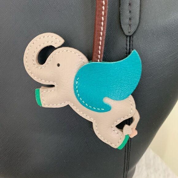Handmade Genuine Leather Colorblock Dumbo Bag Charm/Keychain - Picture 7 of 14